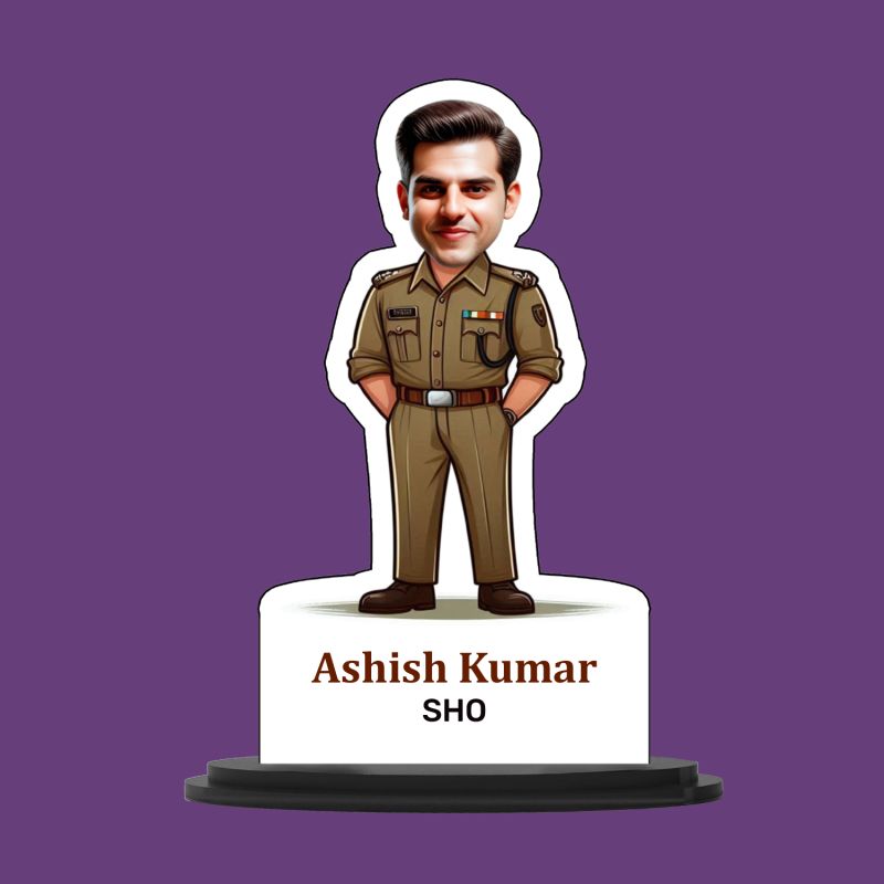 Personalized Police Caricature Gift for Police Man  Caricature Photo Frame For Police Officer  Birthday Gift For Police Officer  Gift for Friends, Brother, Husband